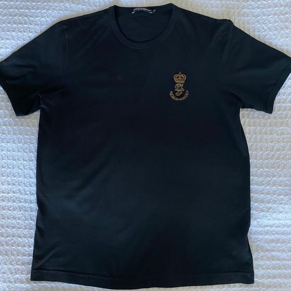 Dolce & Gabbana men t shirt with embroidery black size 56 Authentic